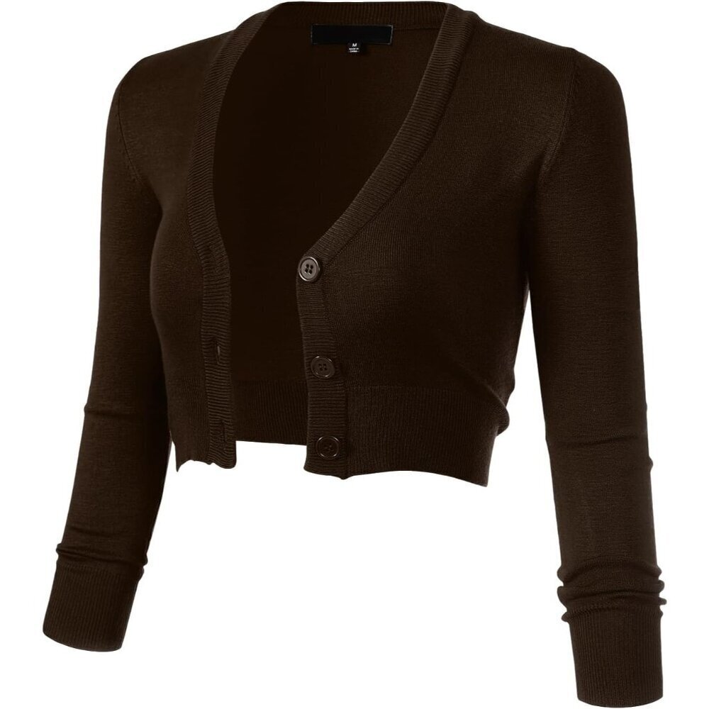 Women's Cropped Bolero Shrug Cardigan Light Knit Button Down Layering